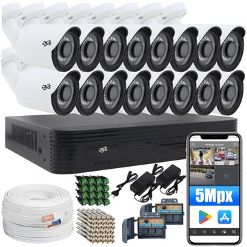 ZESTAW 16 KAMER ZEWNĘTRZNYCH DO MONITORINGU DOMU ANALOG 5MPx DVS