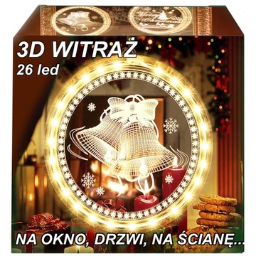3D WITRAŻ LED LAMPKI ŚWIĄTECZNE OZDOBA NA OKNO 2