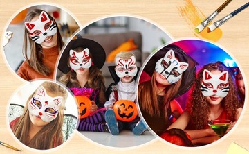 10× Maska na twarz dla kota Therian Halloween Maska Kota do malowania DIY