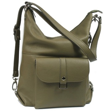 SKÓRZANY PLECAK TORBA DAMSKA 2W1 WOREK SHOPPER A4