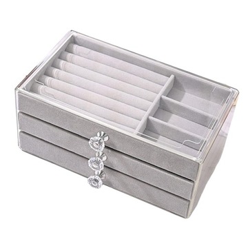 Akrylowy organizer biżuterii z 3 szufladami