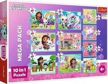 Rozvíjející Dětská skládačka Puzzle 10v1 Ve světě Gabi Gabby Dollhouse