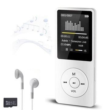 ODTWARZACZ MP4 MP3 16GB RADIO FM BLUETOOTH 5.0 HiFi + SŁUCHAWKI