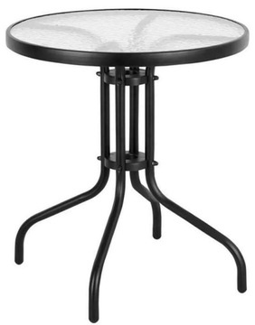 Stół stolik szklany kawowy balkon okrągły taras 60 cm czarny