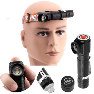 LATARKA CZOŁOWA KĄTOWA TAKTYCZNA USB CZOŁÓWKA ZOOM USB LC9