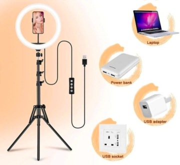 СВЕТОДИОДНАЯ КОЛЬЦЕВАЯ ЛАМПА ДЛЯ СЕЛФИ-ВИДЕО МАКИЯЖА СО ШТАТИВОМ