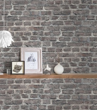 TAPETA BRĄZOWA CEGŁA MUR 3D FLIZELINA