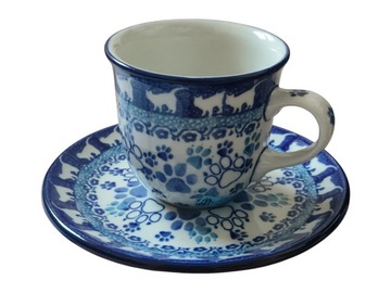 FILIŻANKA 180 ml spodek Ceramika Artystyczna Bolesławiec dek 0570B SERCA