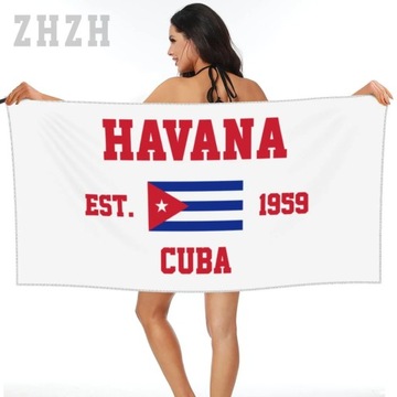 Подробнее Дизайнерское банное полотенце с эмблемой флага Кубы Быстросохнущее