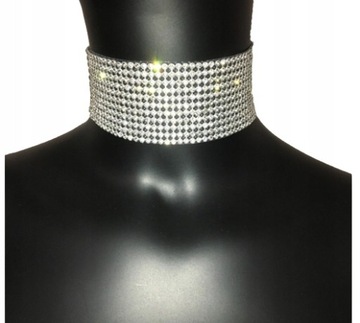luks brokat cyrkonie Choker szeroki naszyjnik