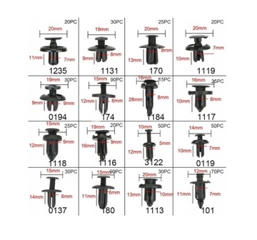 Булавки, зажимы автомобильные, 620 шт.