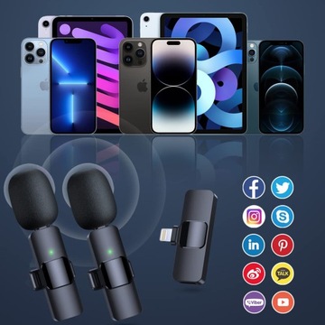 2 беспроводных петличных микрофона для iPhone IOS ПОДАРОК ​​НА ДЕНЬ РОЖДЕНИЯ