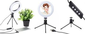 Lampa ring ZESTAW pilot statyw głowica kulowa