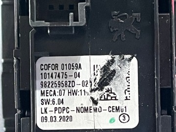 80 PEUGEOT 508 II PANEL PŘEPÍNAČ SKEL 98225958ZD