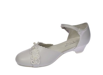 Туфли для причастия, балетки белого цвета, каблук 42/23, размер. 34