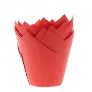 PAPILOTKI NA MUFINKI TULIPAN CZERWONE(200)REDPLAST
