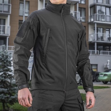 Kurtka z kapturem przejściowa wodoodporna M-Tac Softshell Czarna 3XL