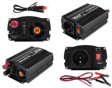 PRZETWORNICA DO TIR 24V 230V 500W/1000W SINUS MODYFIKOWANY GRZAŁKA KOMPUTER