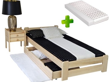 Łóżko drewniane pojedyncze EURO 90x200 +MATERAC PIANKOWY stelaż gratis