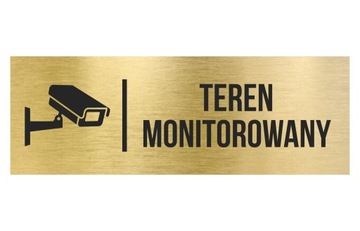 Tabliczka Teren Monitorowany Aluminium Złota 20x7