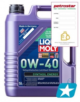 LIQUI MOLY SYNTHOIL ENERGY 0W40 9515 - 5L