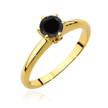 Złoty pierścionek 585 Czarny Brylant Zaręczyny ODBIERZ GRATIS BRANSOLETKĘ