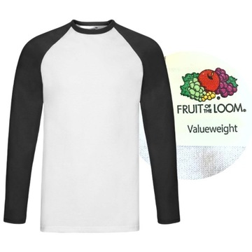 Koszulka z długim rękawem FRUIT Biały/Czarny 3XL