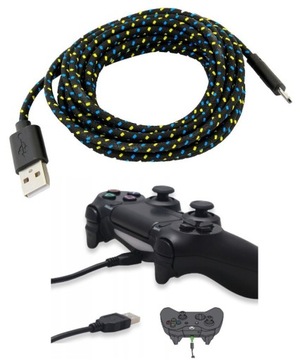 Kabel micro USB oplot ładowanie transfer 3m * Pad PS4 Xbox One