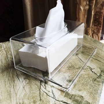 Facial Tissue Dispenser Box Cover Holder Clear Acrylic Rectangle Napkin