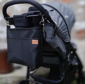 Вместительная сумка-органайзер для коляски с эко-крючками.