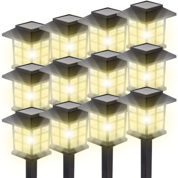 LAMPA SOLARNA WBIJANA LAMPKI SOLARNE DO OGRODU DOMEK LED 12 SZTUK