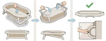 складная ванна, жидкокристаллический термометр, подушка и каркас BATH&CARE, слив со сливной трубкой