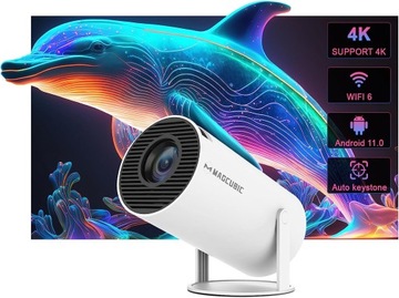 ПОРТАТИВНЫЙ ПРОЕКТОР MAGCUBIC HY300 БЕЛЫЙ 4K WiFi 130 дюймов BT 5.0 Android 11