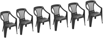 6x PLASTIKOWE GRAFITOWE OGRODOWE KRZESŁO PIRYT