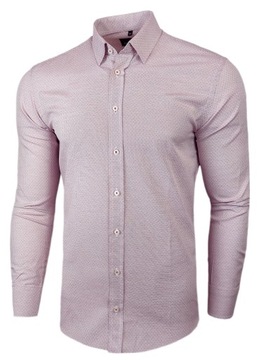 Koszula Męska Di Selentino różowa w kropeczki SLIM FIT Bawełna 39 / M