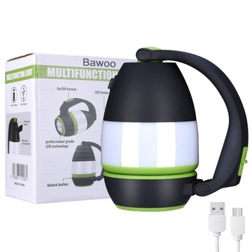 LAMPA SOLAR LED CAMPING POWERBANK MOCNA IPX4 4W1