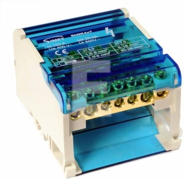 Modułowy blok rozdzielczy czterobiegunowy 4x5x6mm2 2x25mm2 TS35 ShNK4x7 851