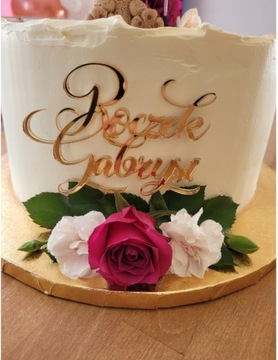 СТОРОНА ТОРТА ТОПЕР ОДИН ГОД ИМЯ ЗОЛОТО ЗЕРКАЛО