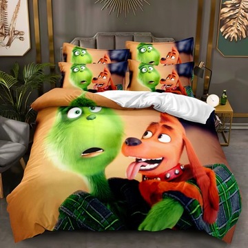 Grinch 3D KOMPLET POŚCIELI POSZEWKA 160x200