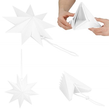 БОЛЬШАЯ ПОДВЕСНАЯ 3D БУМАЖНАЯ ЗВЕЗДА 30см РОЖДЕСТВЕНСКАЯ ДЕКОРАТИВНАЯ ЗВЕЗДА