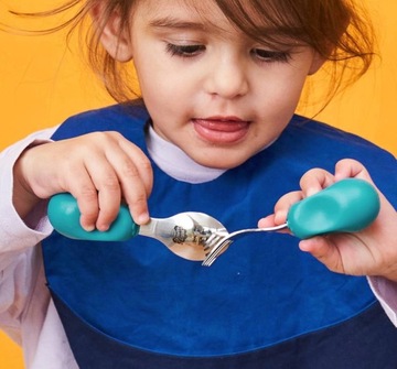 Столовые приборы Nana's Manners BLUE TEAL SEA, вилка и ложка, уровень 2