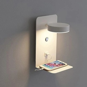 Lampa Ścienna LED Nowoczesna 9W Czarno-Biała Sypialnia Sypialnia Nocna
