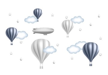 Naklejka ścienna BALONY cieniowane krople chmurki