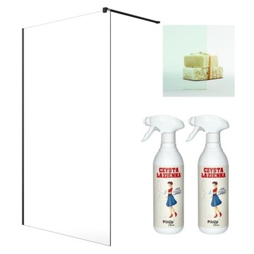 Kabina prysznicowa Walk-in czarna 100 przejrzyste + pianka czyszcząca PinUp