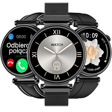 SMARTWATCH Zegarek Damski Ciśnieniomierz Puls Menu PL Rozmowy Sport 3 PASKI
