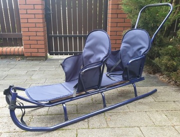 ДВОЙНЫЕ ТАНДЕМНЫЕ САНКИ ПРЕМИУМ+ПУШЕР+МАТРАС+РЕМЕНЬ