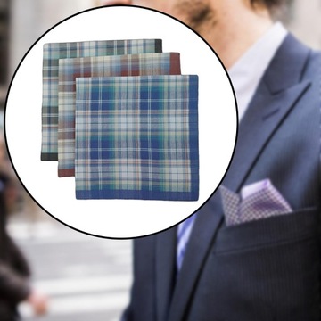 3x Мужские носовые платки Удобные, хлопковые, клетчатые подарки для мужчин