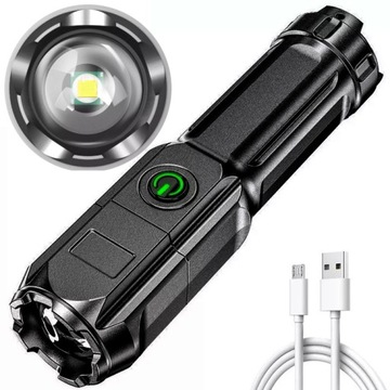 LATARKA USB TAKTYCZNA LED CREE ZOOM MOCNA DIODA