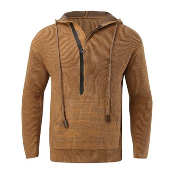 Men'S Autumn And Winter Knitting Cotton Hooded Swe