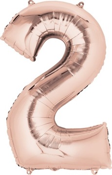 BALON CYFRA 2 Rose Gold 100 cm na drugie URODZINY Dekoracja Eleganckie XXL